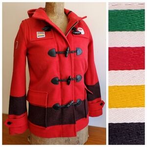 Hudson Bay Point Blanket Olympics Duffle Coat Signed Size Ladies Medium